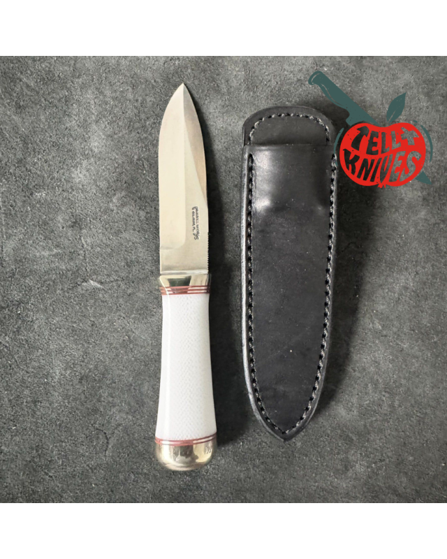 Randall Made Knives Model Gambler 4 forged stainless steel ivorite micarta handle nickel silver guard and pommel black l