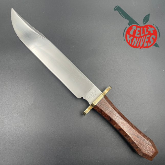 Gerber Legendary Blades Coffin Handle Bowie 440 steel Brown Leather Sheath Made In USA