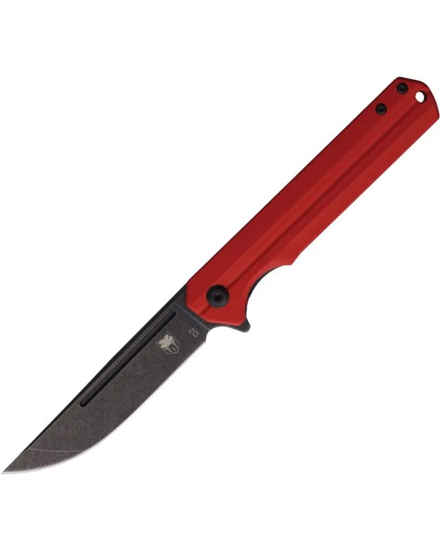 Cobratec Knives Streamline Folding Knife D2 tool steel blackwash finish blade Linerlock Red G10 handle Flipper