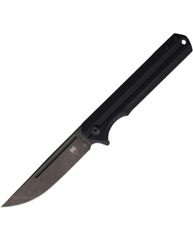 Cobratec Knives Streamline Folding Knife D2 tool steel blackwash finish blade Linerlock Black G10 handle Flipper