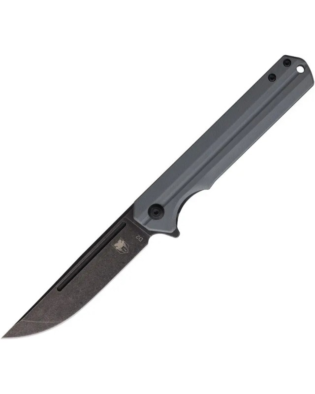 Cobratec Knives Streamline Folding Knife D2 tool steel blackwash finish blade Linerlock Grey G10 handle Flipper