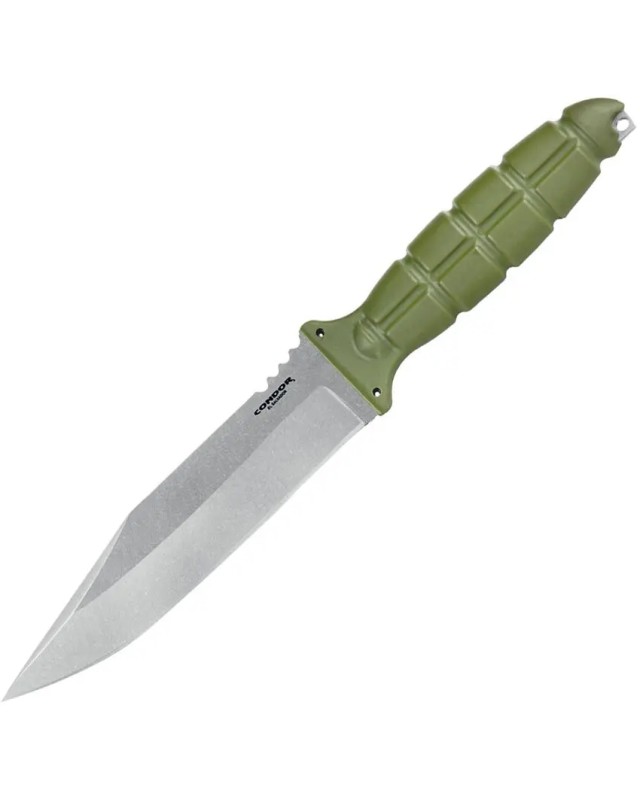 Condor Escort Fixed Blade 420HC stainless steel stonewash finish blade green polypropylene handle kydex sheath