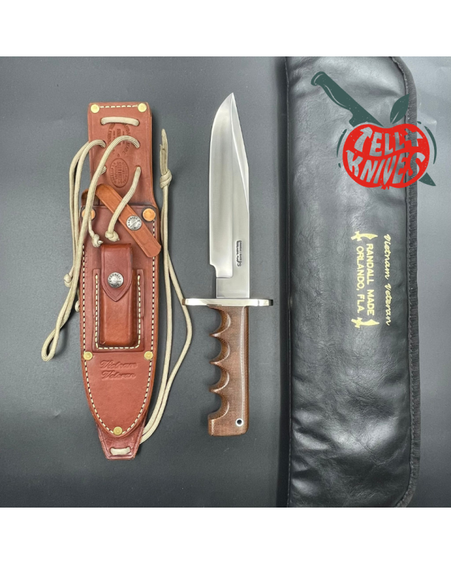 Randall Made Knives Model 14 - 7.5 Vietnam Veteran Limited Edition 500pces full tang forged stainless steel brown micarta handle