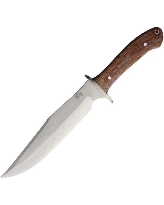 Bark River Knives Highwayman IV Fixed Blade CPM154 stainless steel Natural Canva Micarta handle brown leather sheath