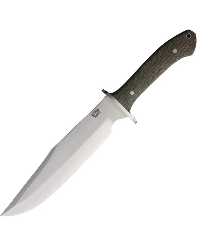 Bark River Knives Highwayman IV Fixed Blade CPM154 stainless steel Green Canva Micarta handle brown leather sheath