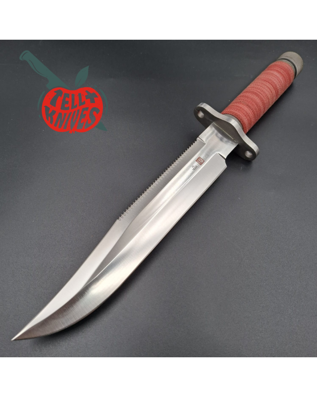 Al Mar Knives SF-10 survival fixed blade SEKI JAPAN AUS-6 steel satin finish steel guard red cord handle brown leather s