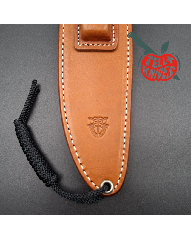 Al Mar Knives SF-10 survival fixed blade SEKI JAPAN AUS-6 steel satin finish steel guard red cord handle brown leather s