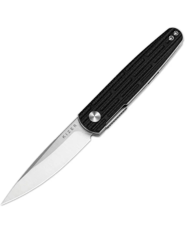 Kizer Cutlery Bamboo folding knife Nitro-V stainless steel satin finish blade linerlock black micarta handle
