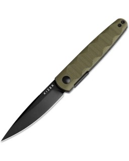 Kizer Cutlery Bamboo folding knife Nitro-V stainless steel blackwash finish blade linerlock OD green G10 handle