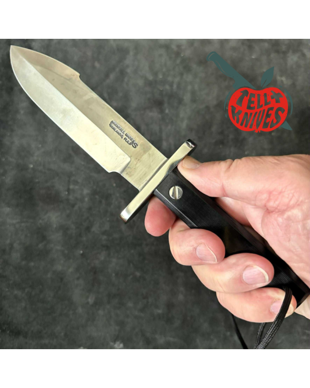 Randall Made Knives Astro Full Tang Stainless steel nickel silver hilt black micarta handle black leather sheath