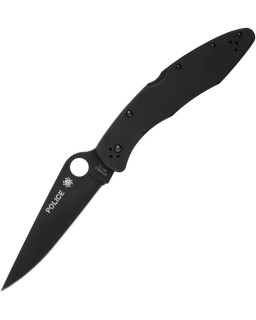 Spyderco Police Model Black VG-10 stainless steel Blade Black Stainless handle