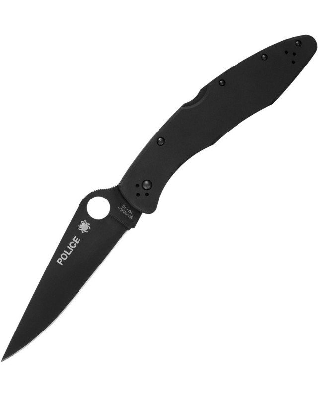 Spyderco Police Model Black VG-10 stainless steel Blade Black Stainless handle