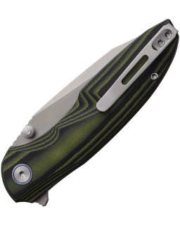 Remette Cool Whale 14C28N Sandvik steel sandblast finish blade black and green G10 handle flipper