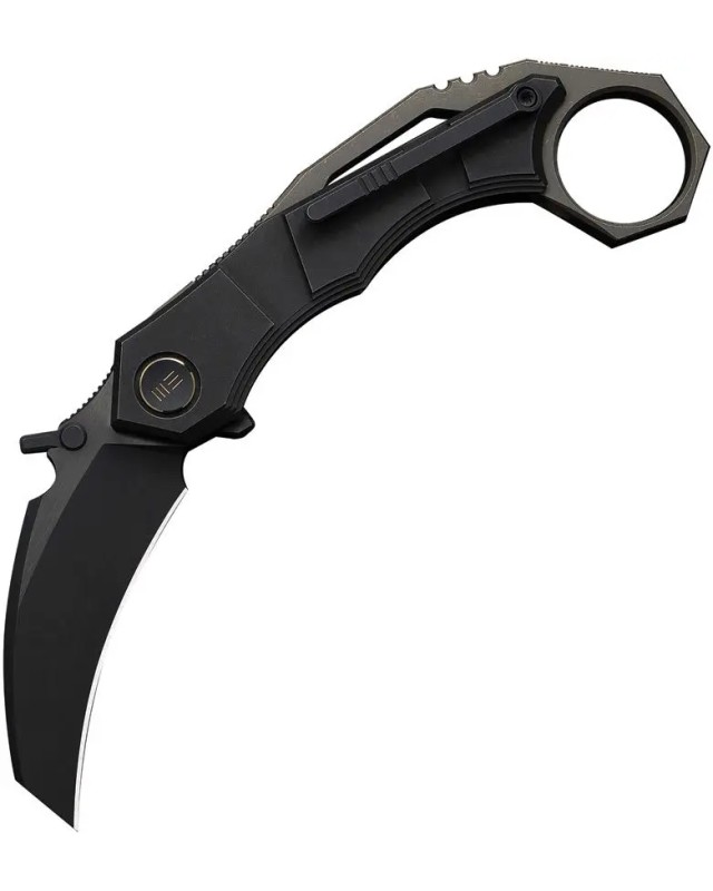 WeKnifeCo Tayra Karambit blackwash finish Bohler M390 stainless hawkbill blade blackwashed and brushed titanium handle f WeKnifeCo Tayra Karambit blackwash finish Bohler M390 stainless hawkbill blade blackwashed and brushed titanium handle f