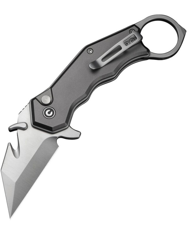Civivi Amaroq Karambit Nitro-V stainless steel stonewash finish blade Button Lock Gray Aluminium handle finger ring Civivi Amaroq Karambit Nitro-V stainless steel stonewash finish blade Button Lock Gray Aluminium handle finger ring