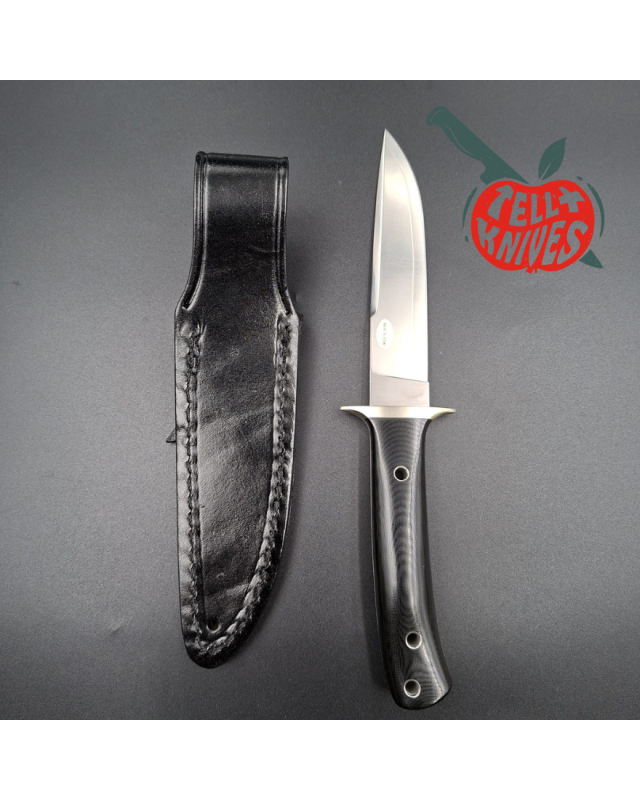 AL MAR KNIVES shiva fixed blade full tang VG-10 steel black micarta handle black leather sheath SEKI Japan AL MAR KNIVES shiva fixed blade full tang VG-10 steel black micarta handle black leather sheath SEKI Japan