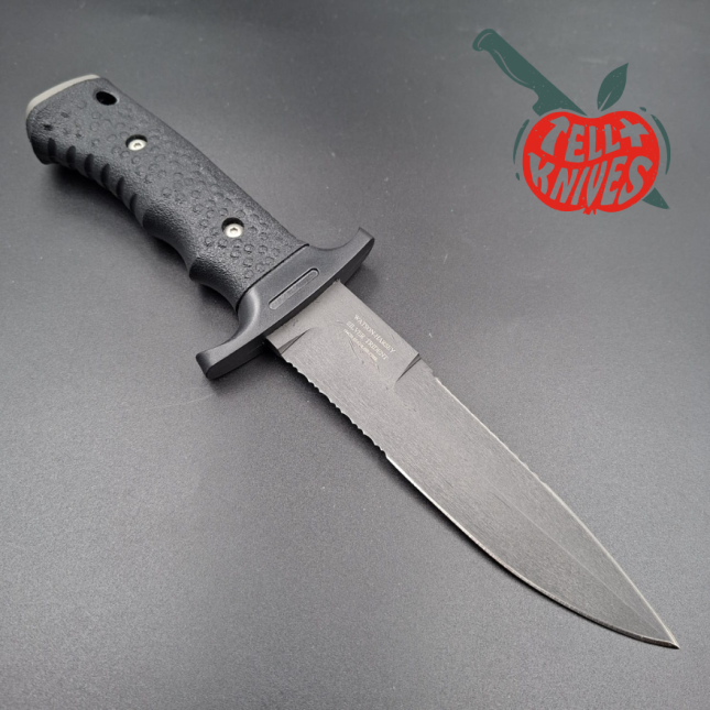 Gerber Silver Trident Watson Harsey Design 154CM stainless steel grey finish blade black polymer handle black nylon sheath