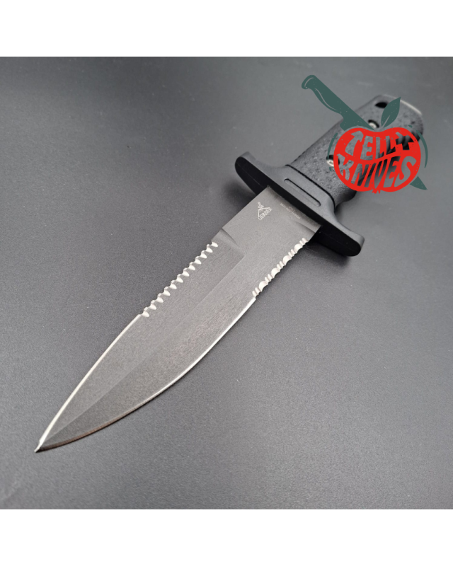 Gerber Silver Trident Watson Harsey Design 154CM stainless steel grey finish blade black polymer handle black nylon sheath