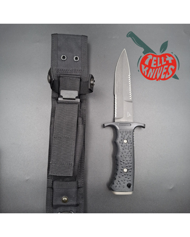 Gerber Silver Trident Watson Harsey Design 154CM stainless steel grey finish blade black polymer handle black nylon sheath