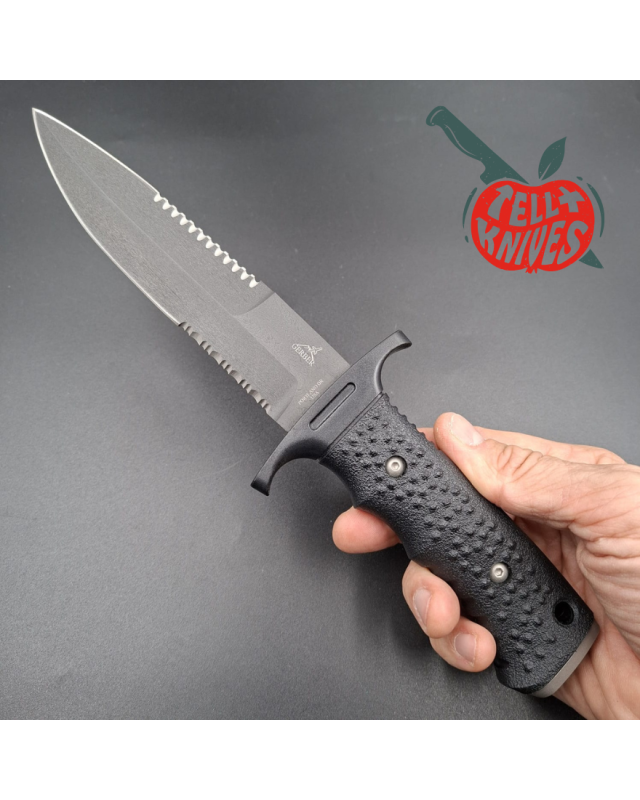 Gerber Silver Trident Watson Harsey Design 154CM stainless steel grey finish blade black polymer handle black nylon sheath