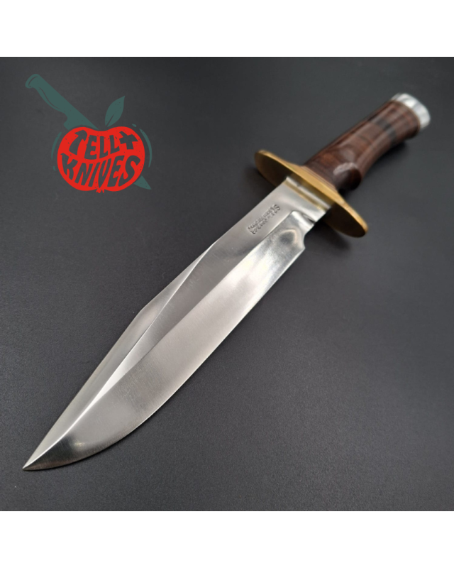 Randall Made Knives 2000 Model 14 - 7.5 forged stainless steel brass guard single finger stacked leather handle black leather