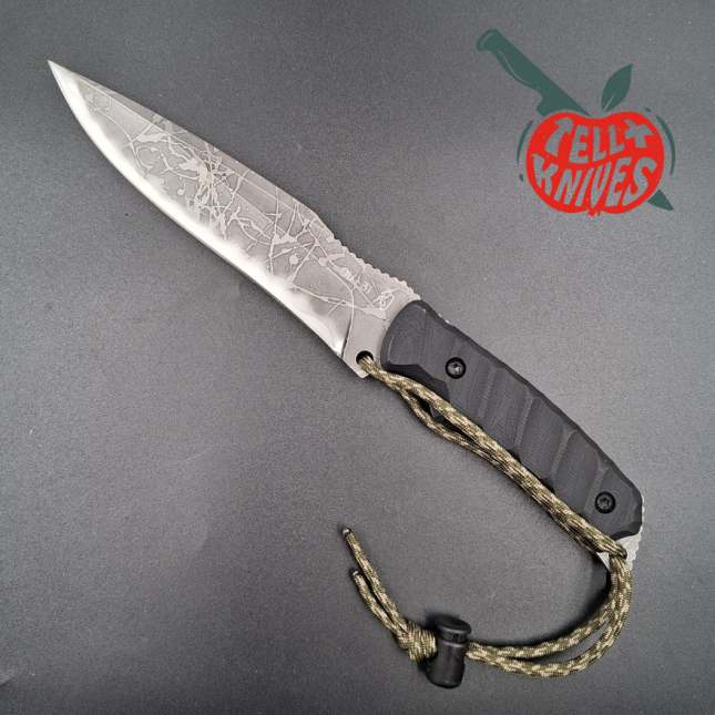 Kiku Matsuda King Fischer II full tang OU-31 stainless steel acid finish blade black G10 handle black kydex sheath