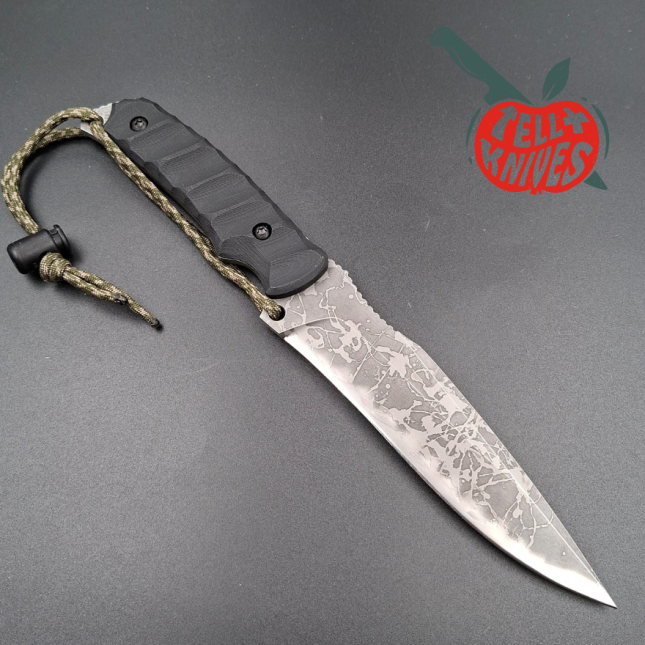 Kiku Matsuda King Fischer II full tang OU-31 stainless steel acid finish blade black G10 handle black kydex sheath