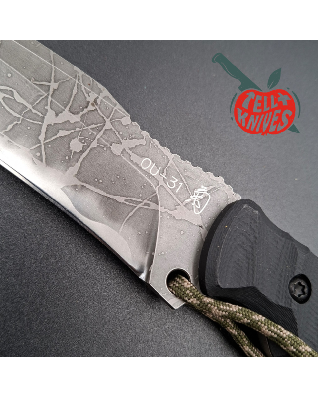 Kiku Matsuda King Fischer II full tang OU-31 stainless steel acid finish blade black G10 handle black kydex sheath Kiku Matsuda King Fischer II full tang OU-31 stainless steel acid finish blade black G10 handle black kydex sheath