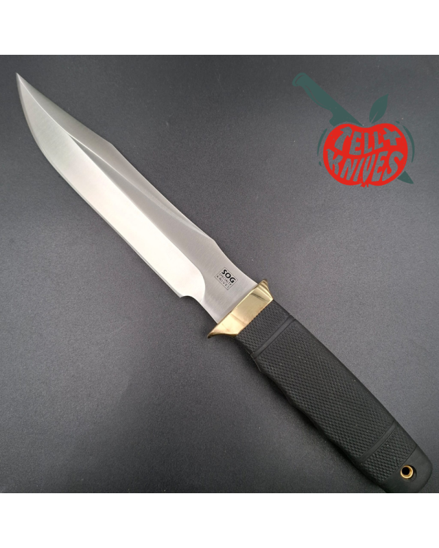 SOG Tech II SEKI JAPAN SK5 carbon steel blade satin finish brass guard Kraton handle Cordura sheath