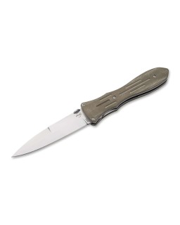 Boker Plus Atropos Folding Knife VG-10 stainless steel stonewash finish dagger blade Swiss legal micarta handle