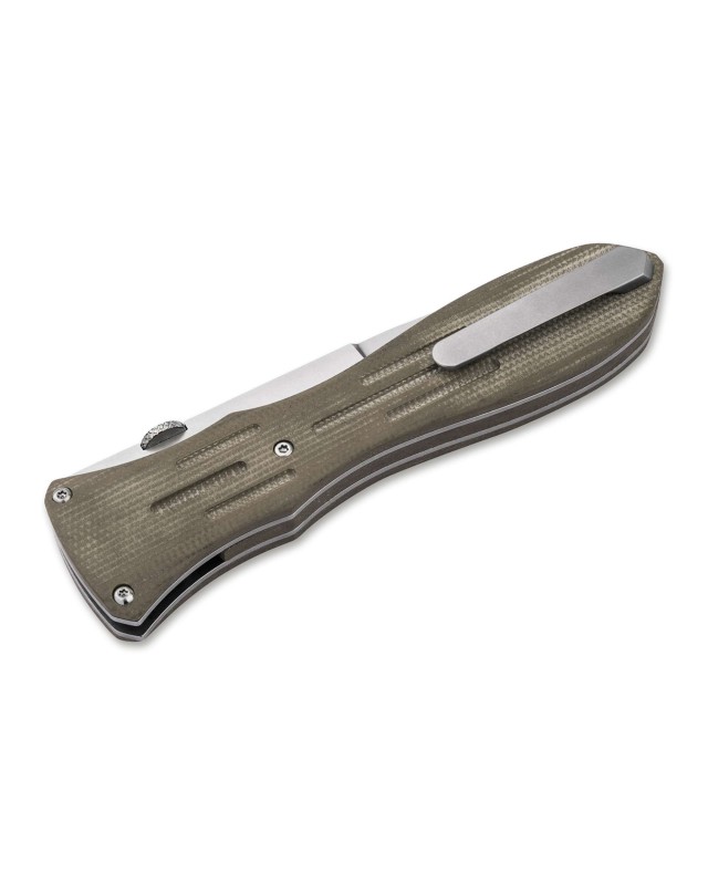 Boker Plus Atropos Folding Knife VG-10 stainless steel stonewash finish dagger blade Swiss legal micarta handle