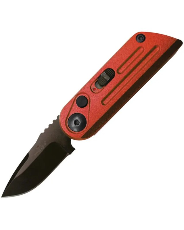 Bear & Son Auto Bold Action XIV 14C28N steel black blade red aluminium handle Switzerland Legal