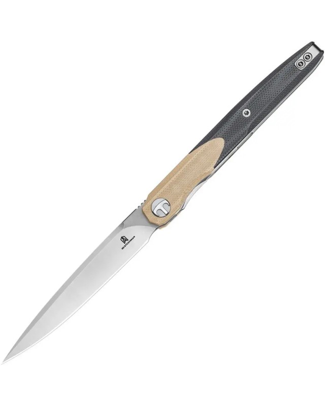 Bestech Knives Bestechman Lanza 14C28N Sandvik stainless steel blade black and khaki G10 handle
