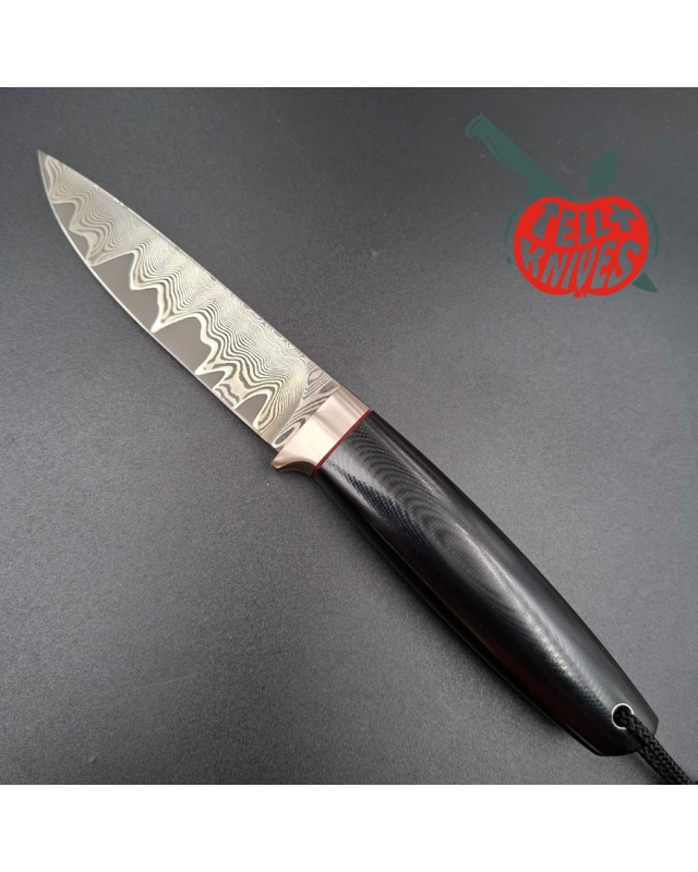 Sergey Shidlovskiy Custom Knives Model Dandy Medium M390 laminate steel polished Black G10 handle black leather sheath