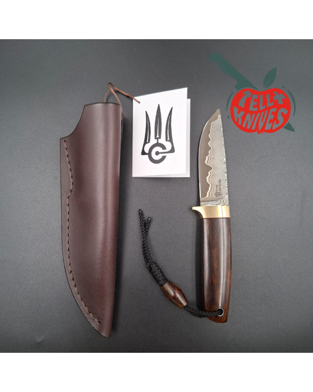 Sergey Shidlovskiy Custom Knives Model Dandy Small M390 laminate steel Ironwood handle brown leather sheath