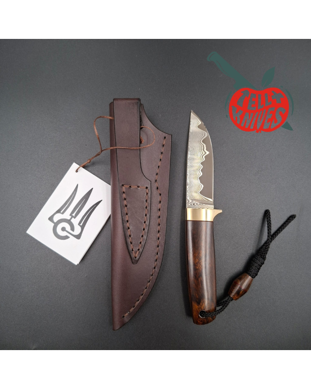 Sergey Shidlovskiy Custom Knives Model Dandy Small M390 laminate steel Ironwood handle brown leather sheath