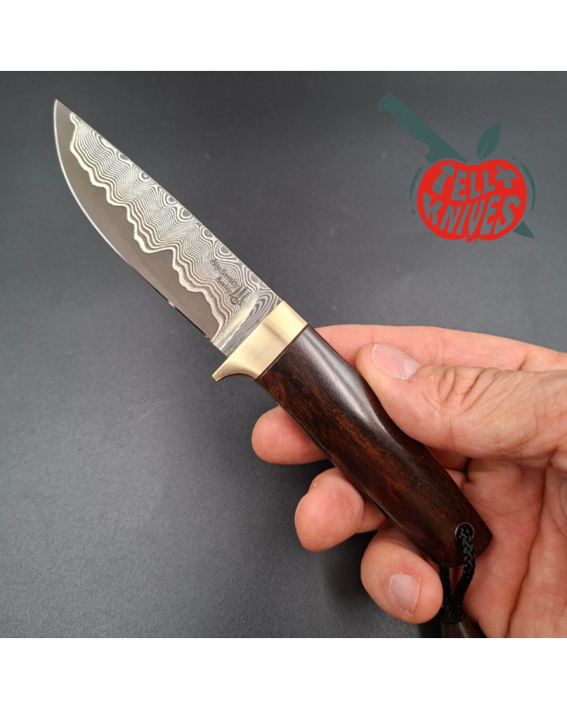 Sergey Shidlovskiy Custom Knives Model Dandy Small M390 laminate steel Ironwood handle brown leather sheath