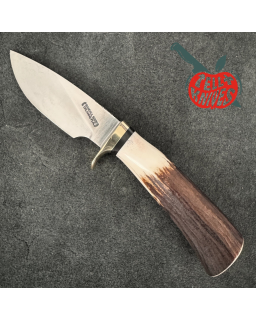 Randall Model 11 - 3.25 Alaskan Skinner forged carbon steel stag handle brass guard brown leather sheath