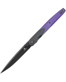 Bestech Knives Bestechman Lanza 14C28N Sandvik stainless steel blackwash blade black and purple G10 handle