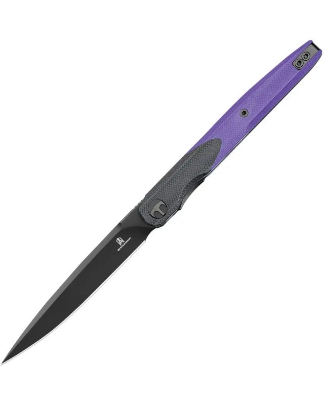 Bestech Knives Bestechman Lanza 14C28N Sandvik stainless steel blackwash blade black and purple G10 handle