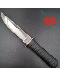 Pacific Cutlery Tanto by Kuzan Oda miror polish stainless steel black Kraton handle black leather sheath