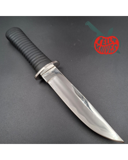 Pacific Cutlery Tanto by Kuzan Oda miror polish stainless steel black Kraton handle black leather sheath