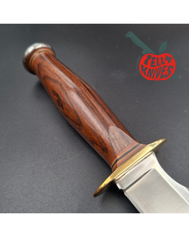 AL MAR Knives 4020 Grunt I fixed blade full tang AUS-6A stainless steel cocobolo wood handle brown leather sheath SEKI JAPAN