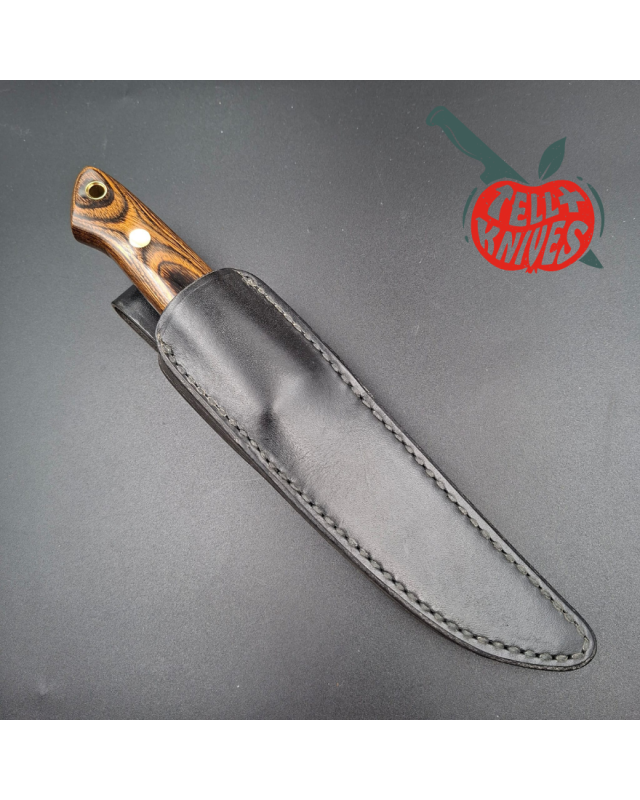 AL MAR Knives 4003 APU fixed blade full tang AUS-6A stainless steel titanwood handle black leather sheath SEKI Japan