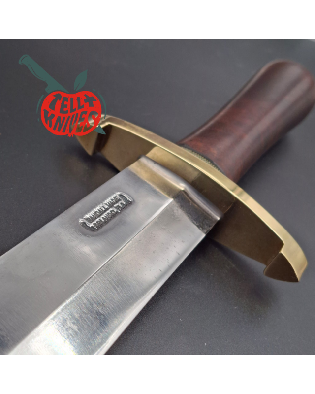 Randall Model 12-13 Thorp forged carbon steel walnut wood handle handle brass guard and pommel brown leather sheath