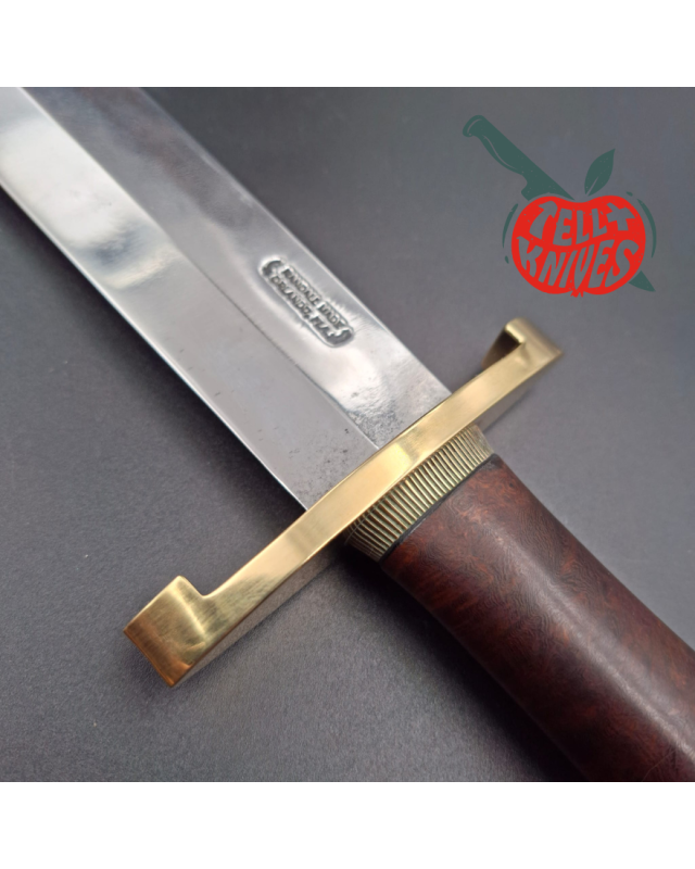 Randall Model 12-13 Thorp forged carbon steel walnut wood handle handle brass guard and pommel brown leather sheath