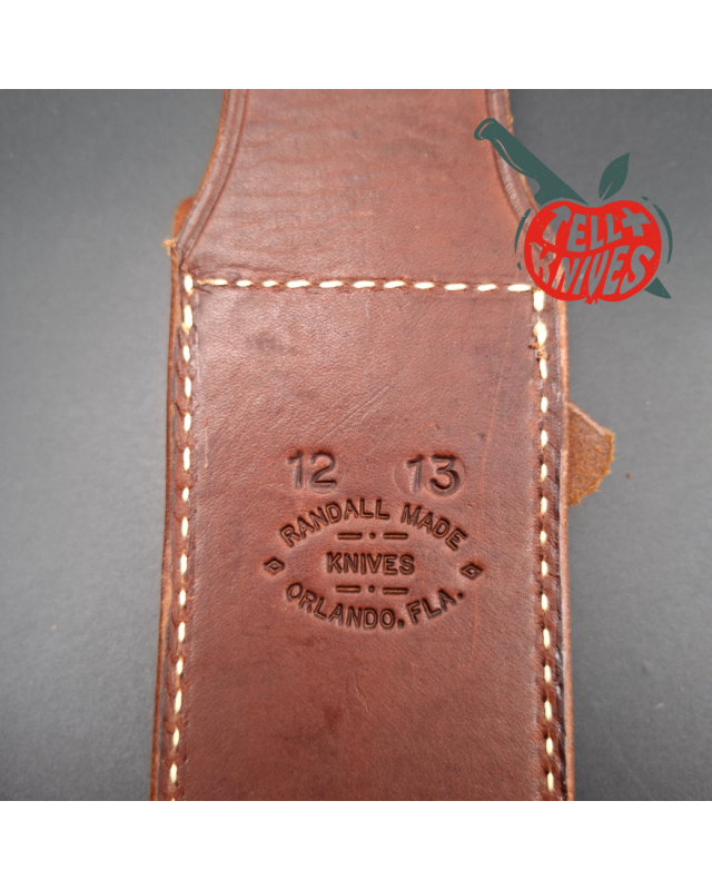 Randall Model 12-13 Thorp forged carbon steel walnut wood handle handle brass guard and pommel brown leather sheath