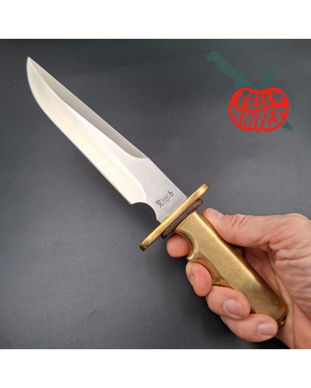 Trench Knife Custom Vintage 80ies RIGID blade SEKI Japan Swiss Legal Fighting Knife Brass handle