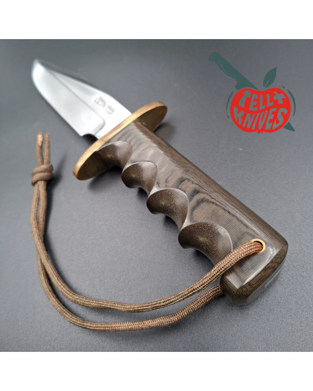Randall Made Knives Vintage 70ies Model 15 Airman forged carbon steel brown micarta four fingers grip handle brass guard