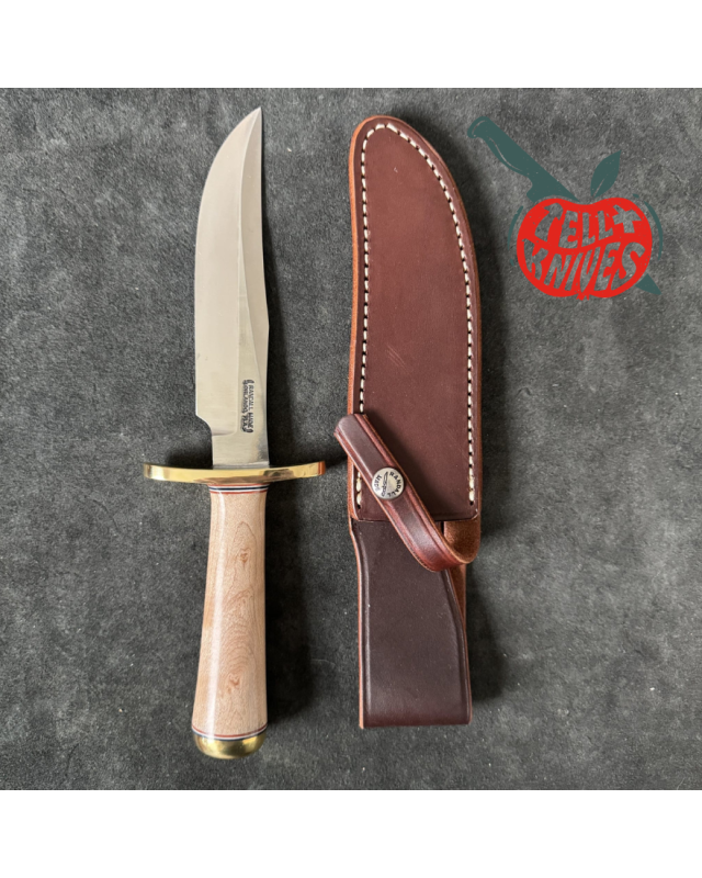 Randall Made Knives Model 12 - 6 Little Bear forged carbon steel concave shape Maple wood handle Forward curved brass hilt